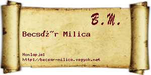 Becsár Milica névjegykártya