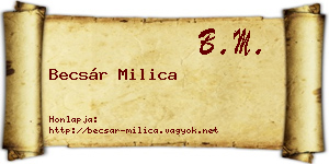 Becsár Milica névjegykártya