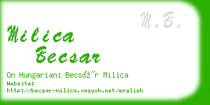 milica becsar business card